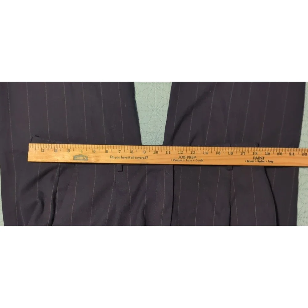 J.Crew Women's 16 Relaxed Fit Pleated Wide Leg Trousers Navy Pinstripe Office